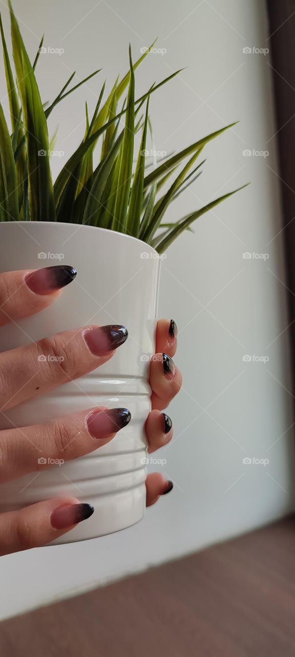 manicure on woman hand