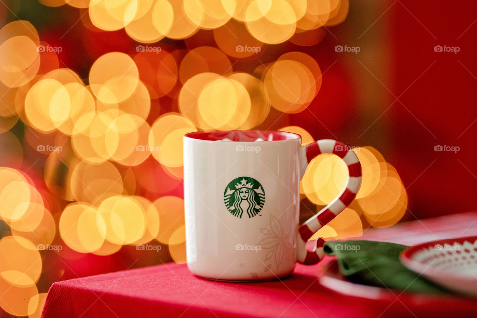 KIEV, UKRAINE - NOVEMBER, 2019: cup of Starbucks popular holiday beverage