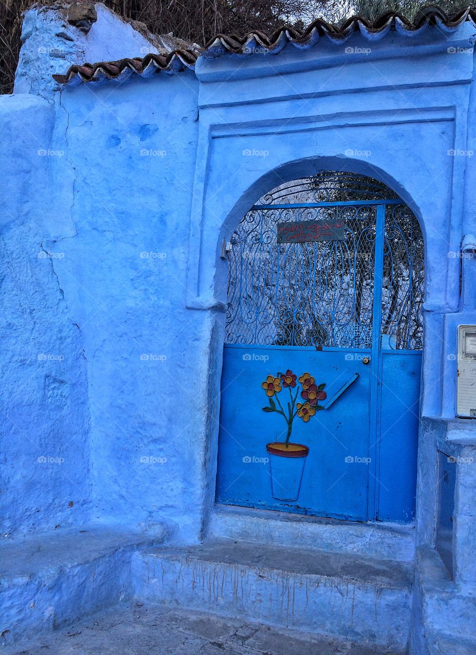 Flower decorated door