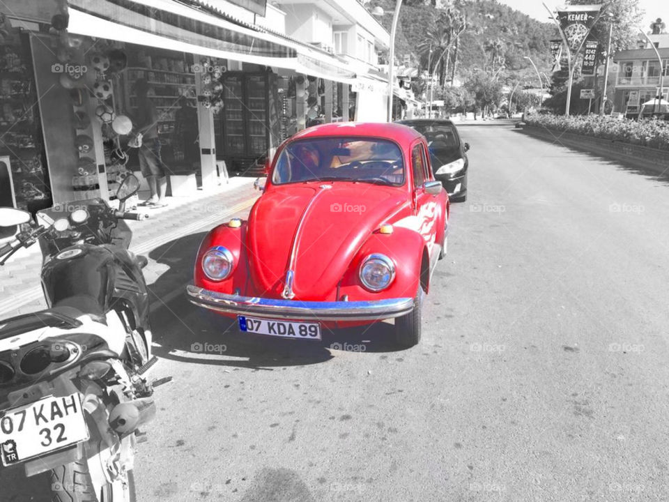 Retro red car