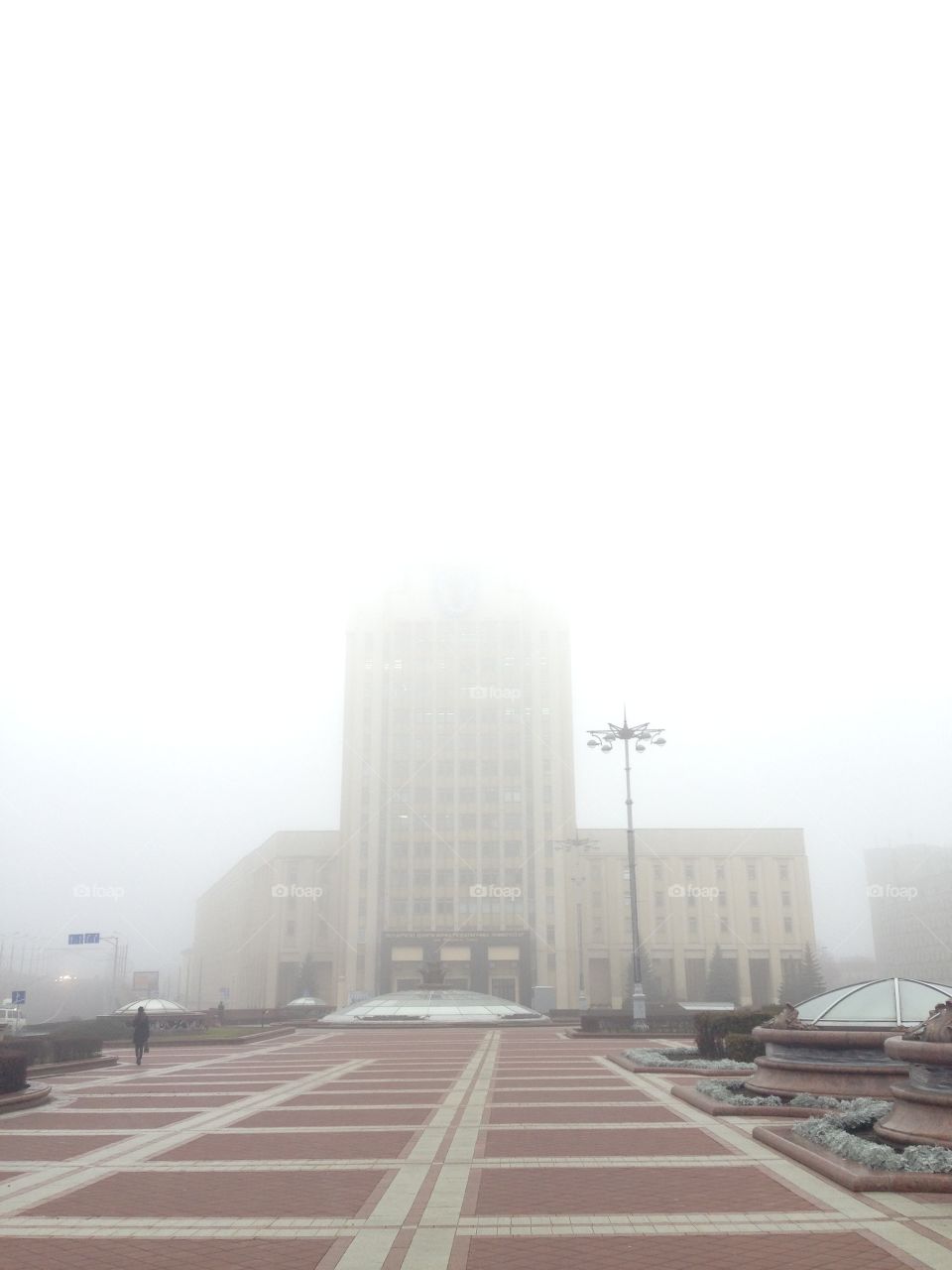 Foggy morning and a building 