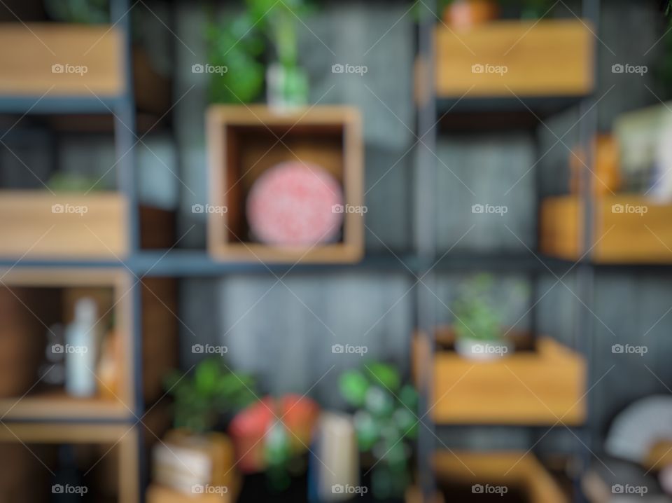 defocused abstract background of interior from wood