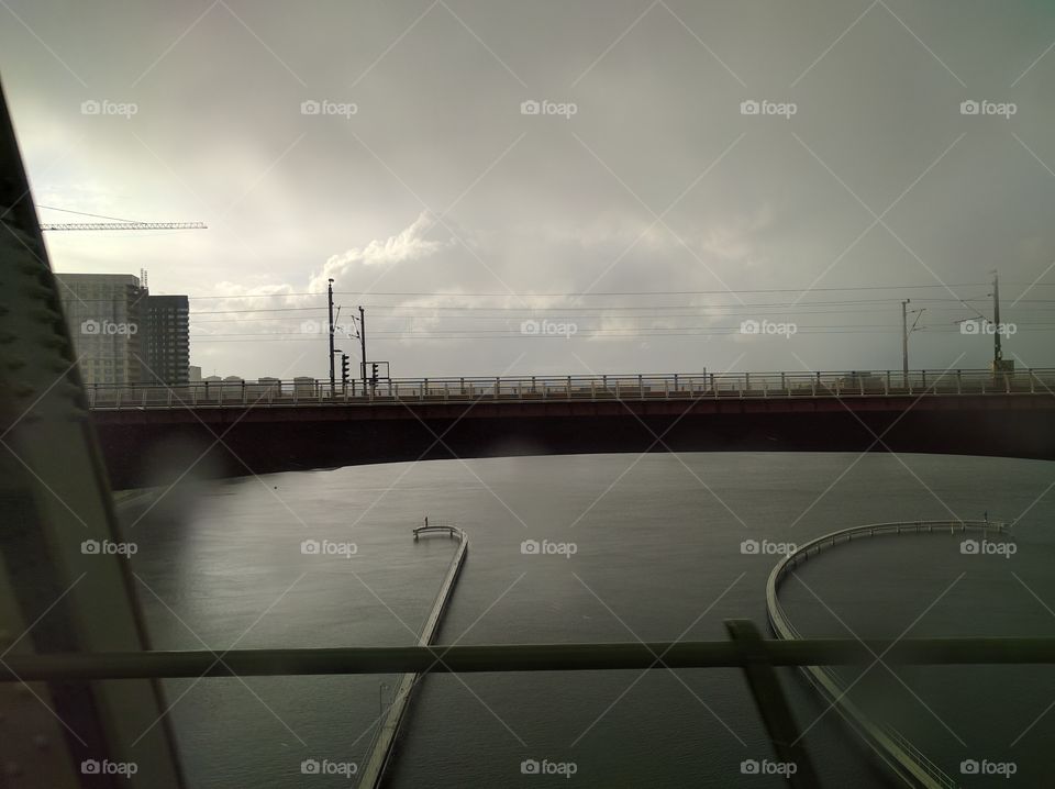 Bridge, Water, River, City, Sunset