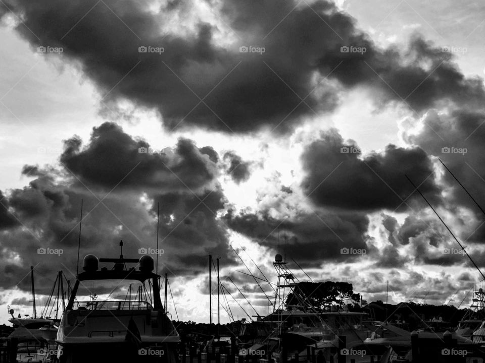 sunset in black and white