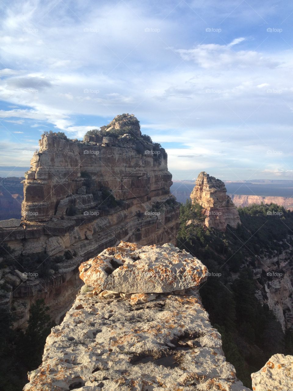 Upon a precipitous rock at the Grand Canyon 