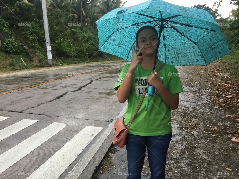 My sister with her umbrella 