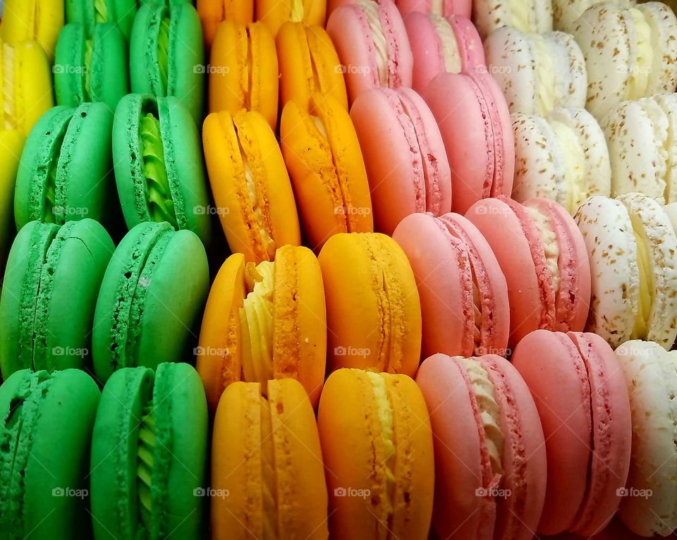 View of multi colored macaroon