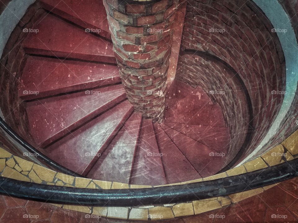 Spiral staircase at museum.