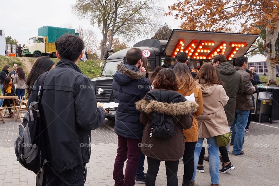 Meat truck at a food truck festival, Madrid, Spain 