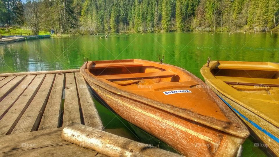 boat, red lake, lake, red,