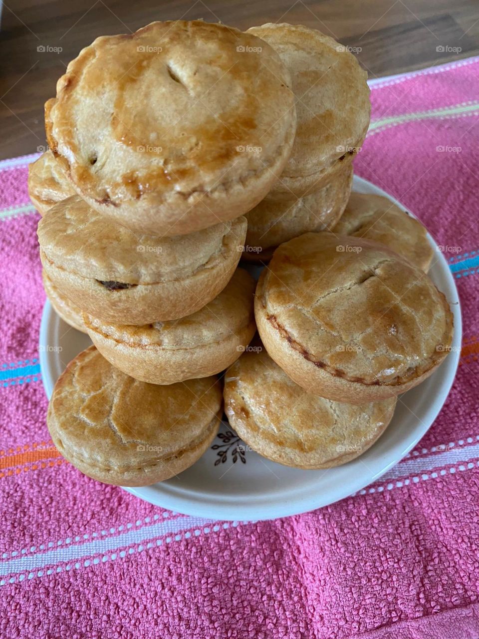 Miniature homemade curry minced beef pies