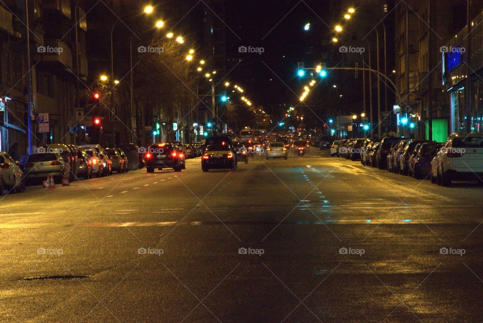 Night lights in Barcelona street