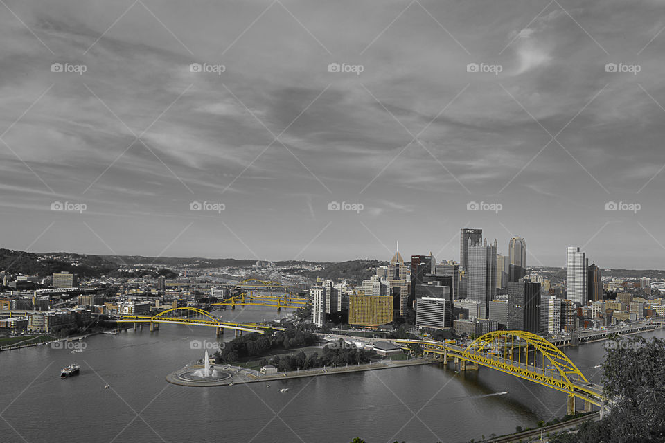 Yellow Pittsburgh. shoot of the city of Pittsburgh with yellow