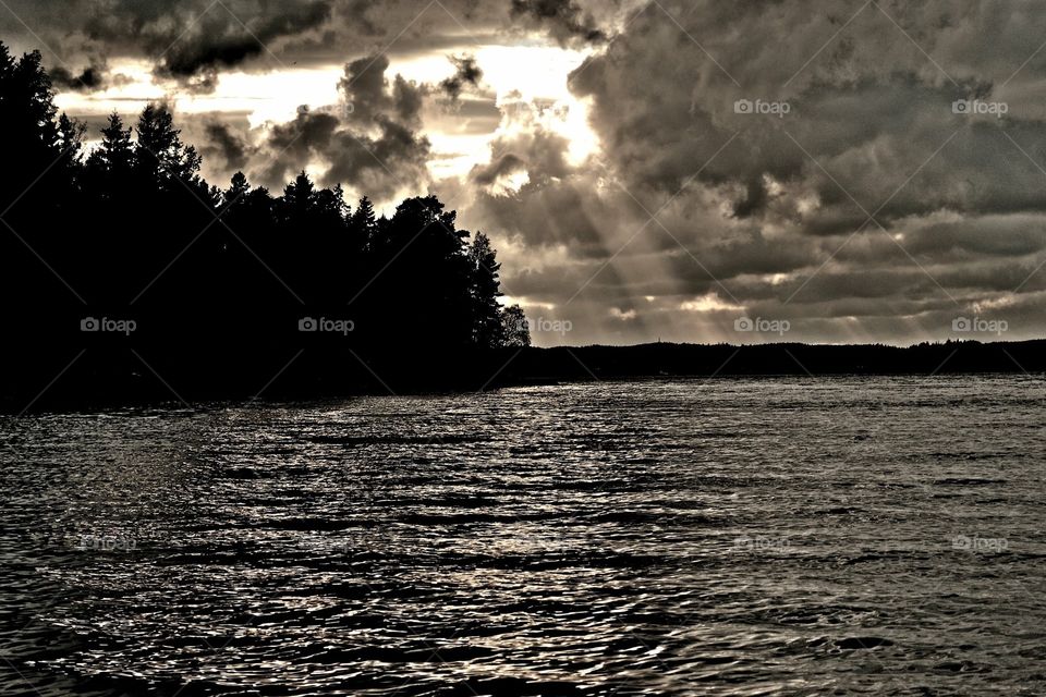 Sunset, Water, Monochrome, Beach, Ocean