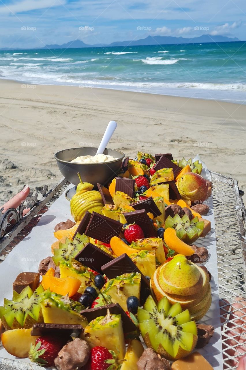 fruit platter beach