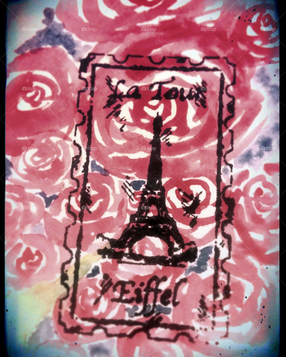 watercolor roses in Paris
