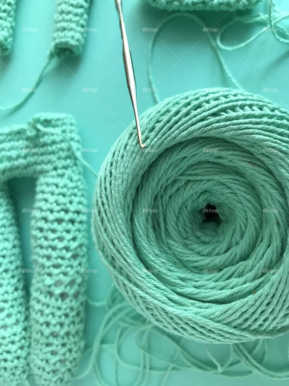 High angle view of wool