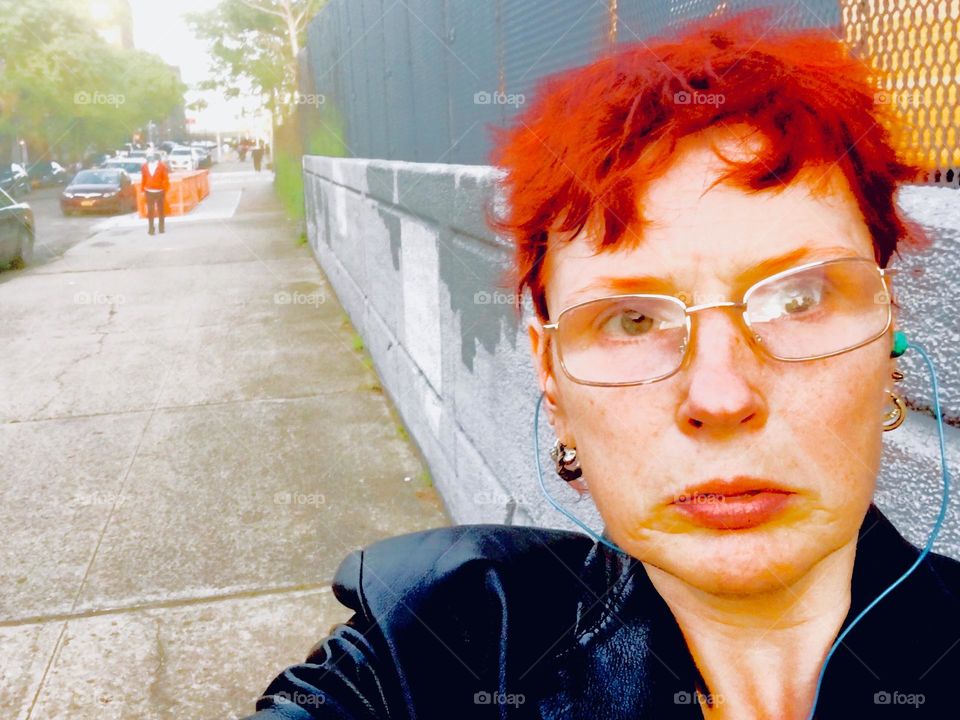 I, “Petra Schiller” am approaching the corner of “48th Street” and “Vernon Jackson Avenue” in LIC, Queens across the street from “Laundry City” where we wash our laundry regularly exploring the area with great interest. 2020. Hypnotic Productions