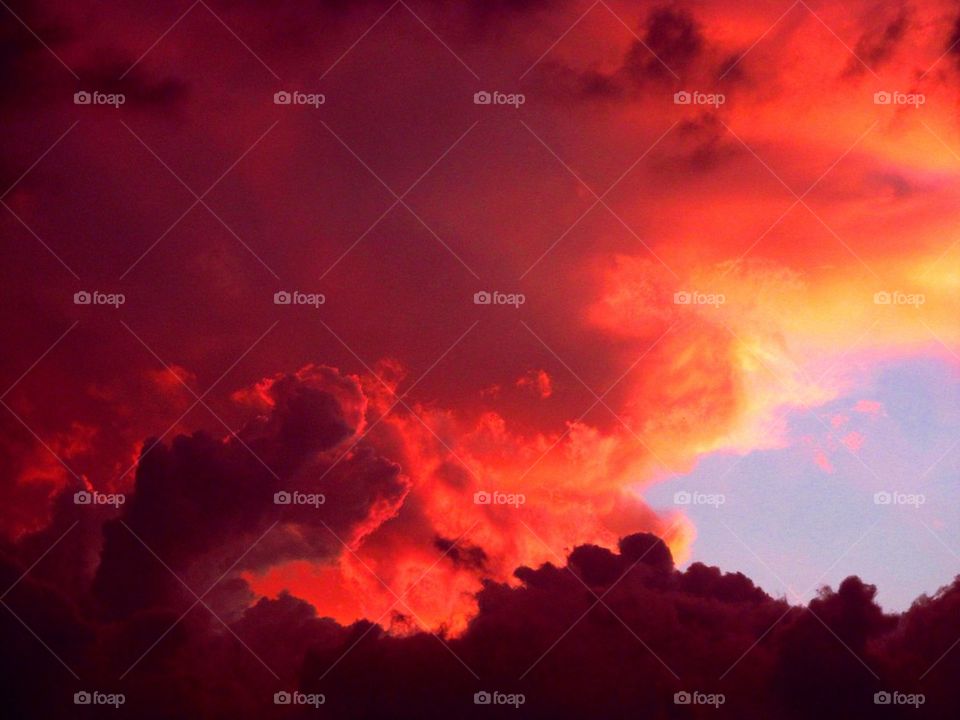 Blood red luminary storm pre-curser clouds