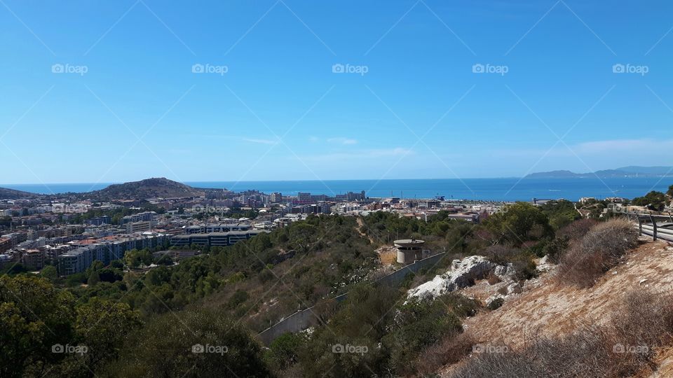 Cityscape with the sea in the background