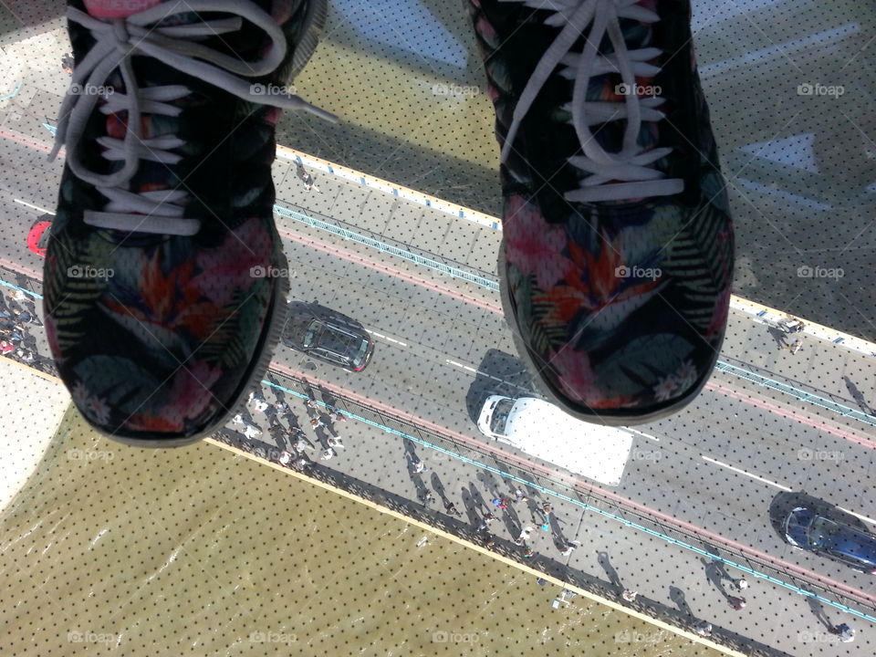 View from the glass floor at Tower Bridge. You can even stand here when the bridge opens. That would have been really scary.