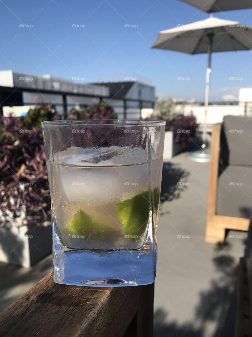 Santa Monica rooftop vodka spritzer.