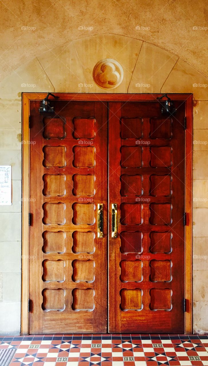 Carved wooden door