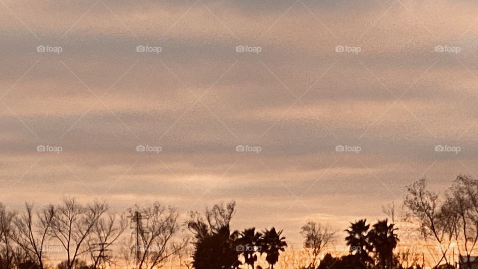 My Captivating silhouette Sunset. Breaks, Slips in the Clouds from the Setting Sun. Colors of the Spectrum. 