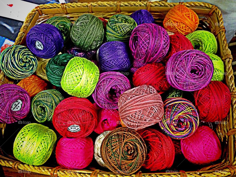 Basket of vivid thread