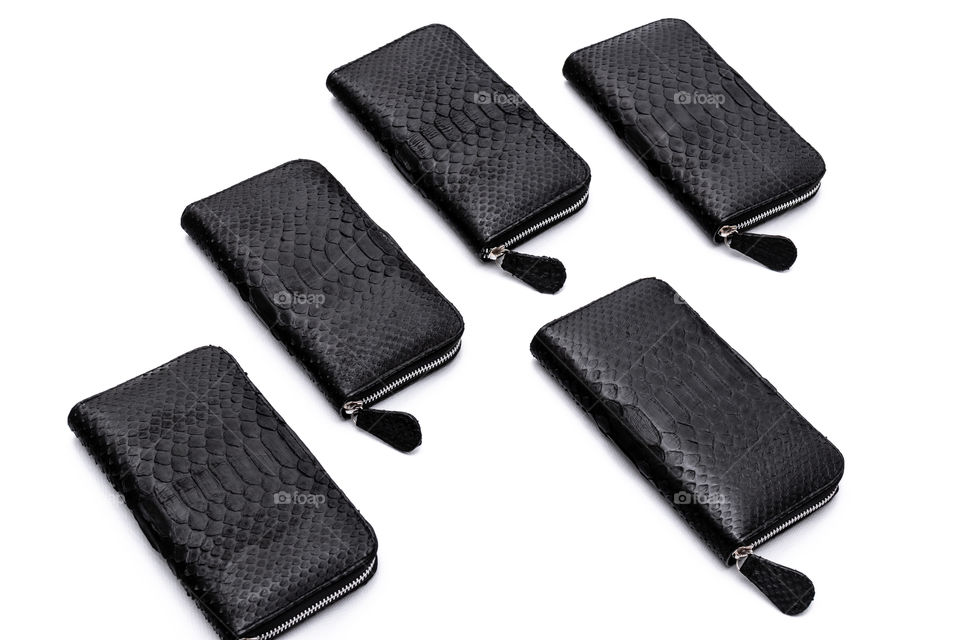 Handmade python leather wallets.