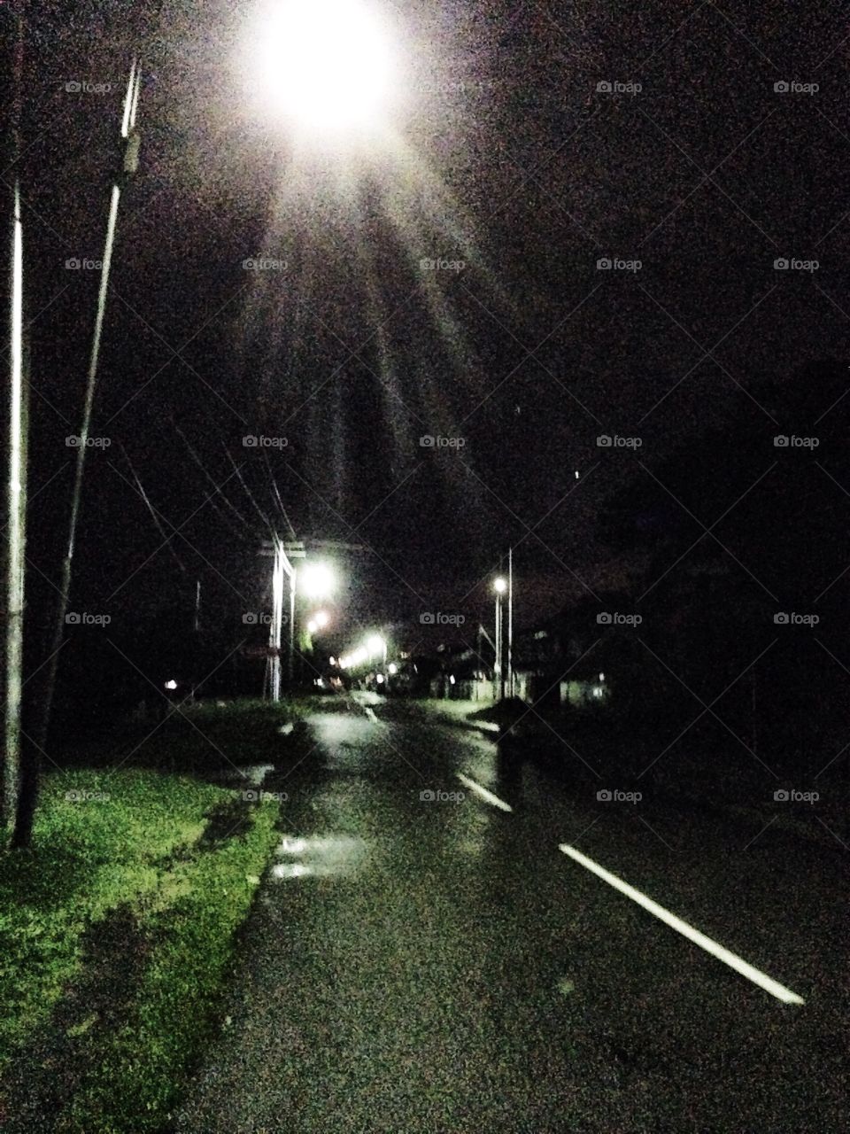 a wet Highway at night