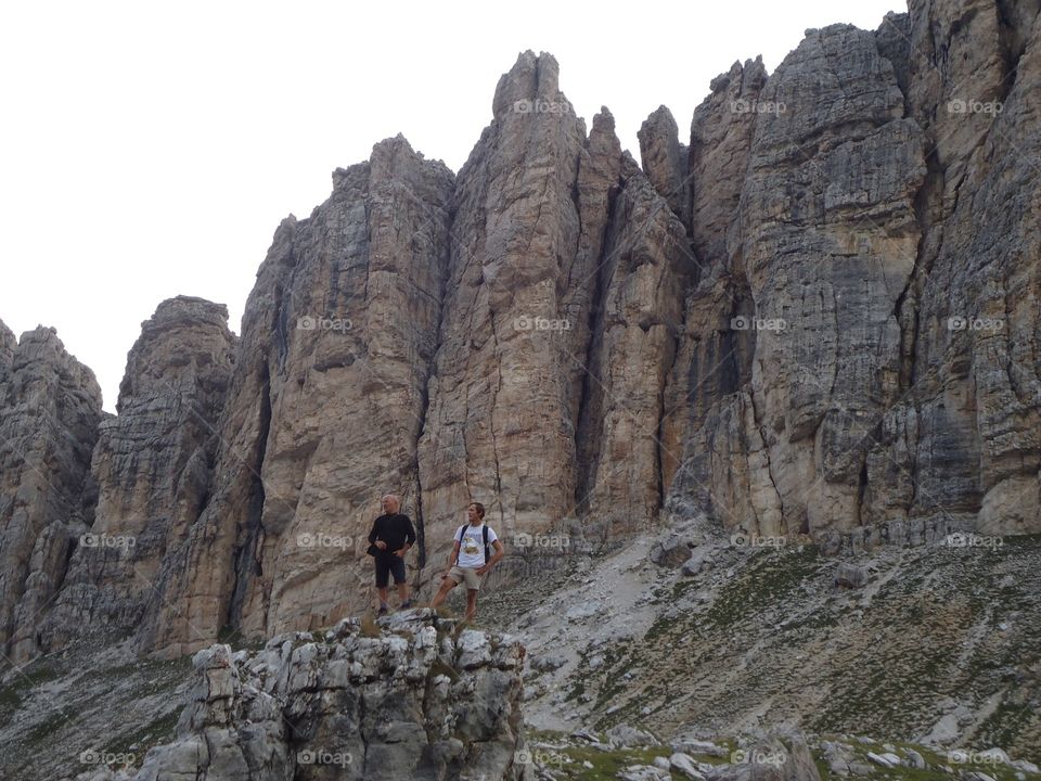 Men on the big rock. Dolomiti,Italy