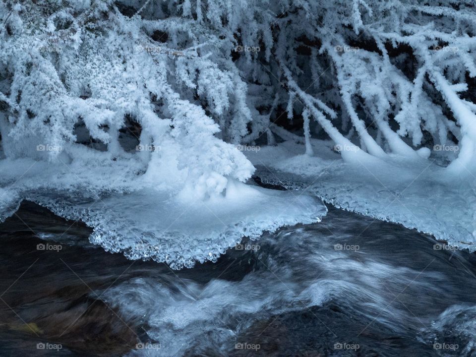 Ice formations on the river bank - nature art