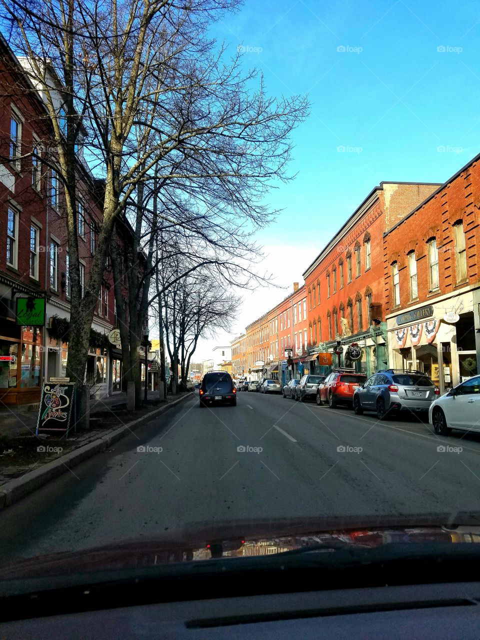 driving through town