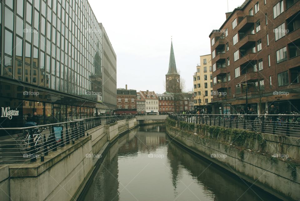Rainy day. Aarhus canal