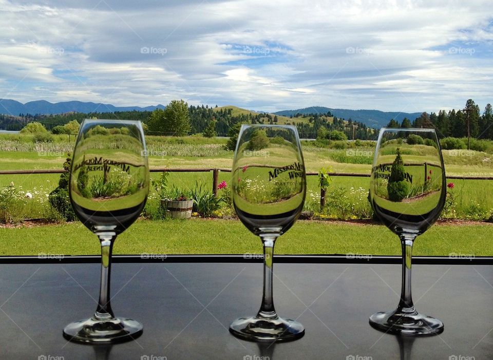 Wine glasses with a view