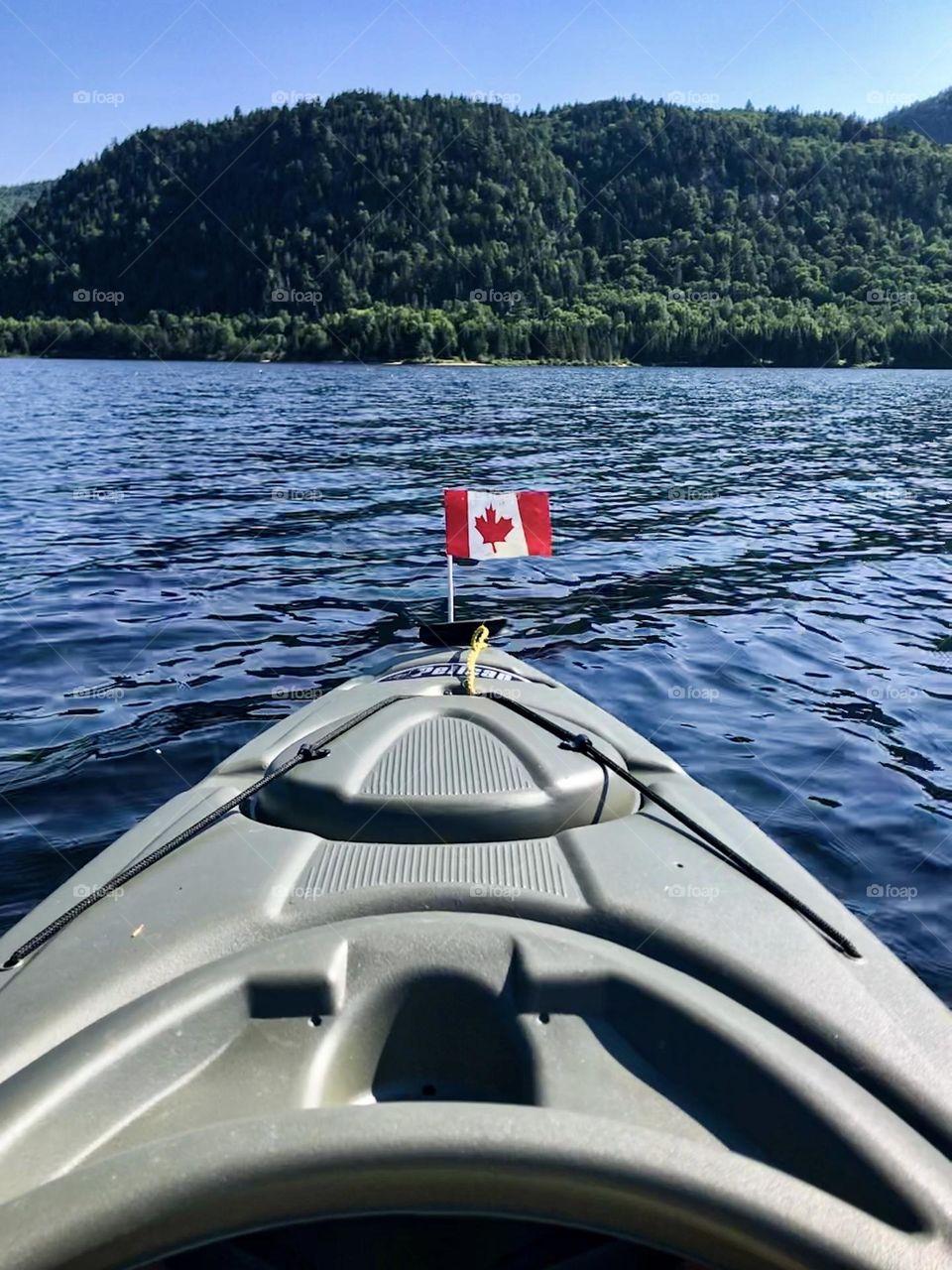 Canada Day kayak on Lac Monroe in Mont Tremblant National Park.