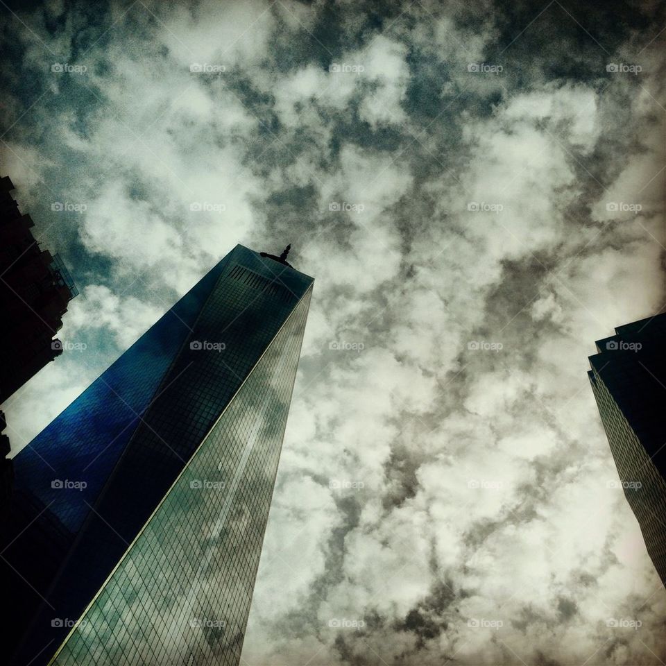 Freedom Towers on a cloudy day