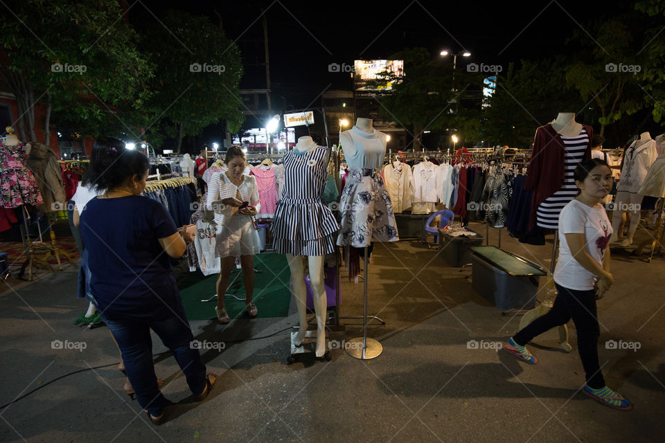 Street market in Thailand at night