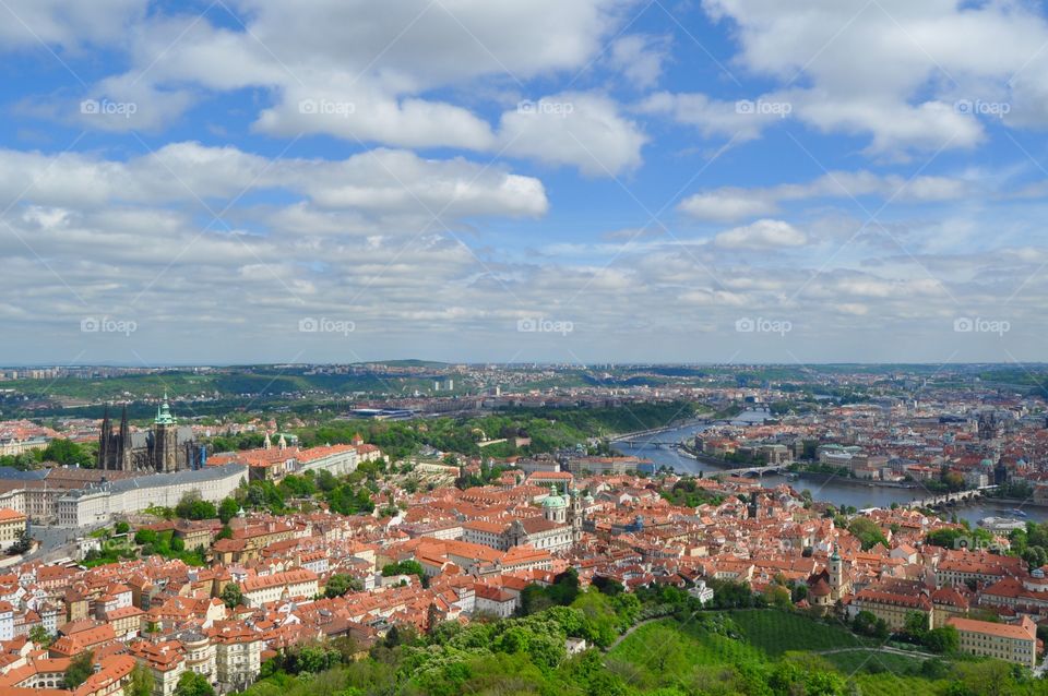 Beautiful Prague city view from above 