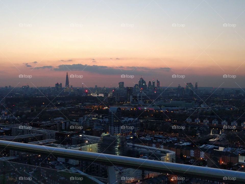 View over London in the evening