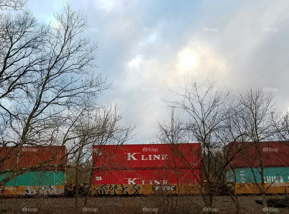 train going through the town