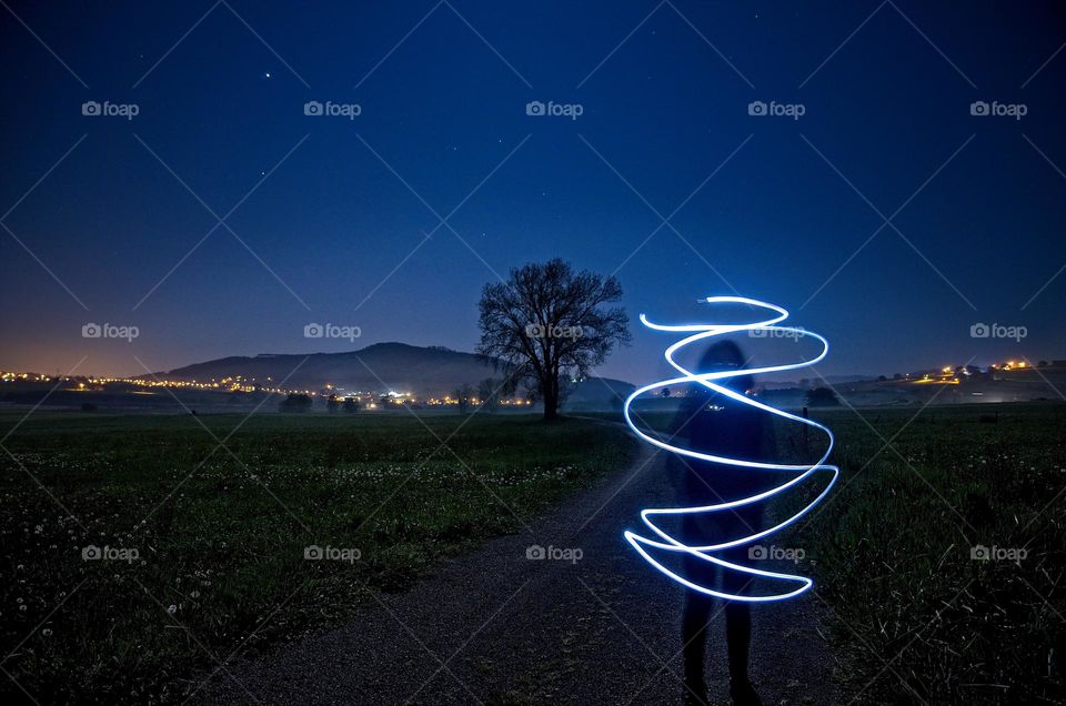 Light painting in the night 