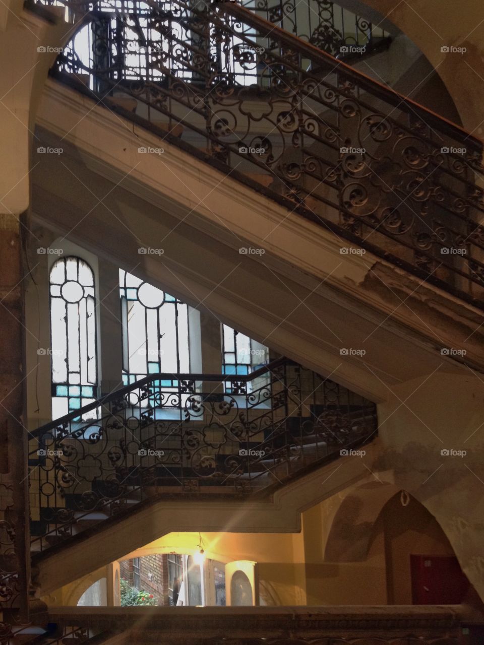 A staircase in an old historical building 