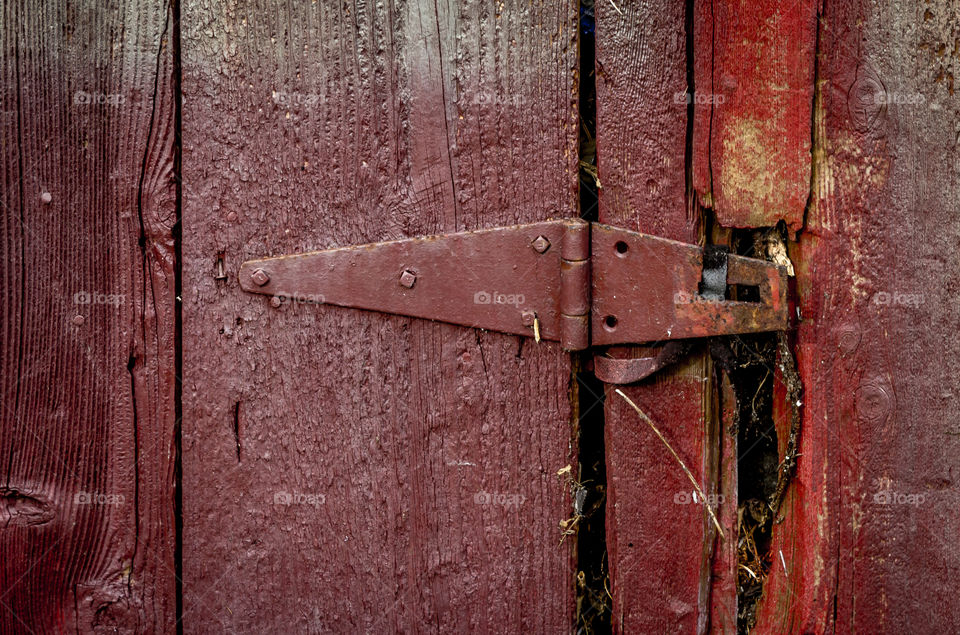 Hinge. A hinge on an old barn. 