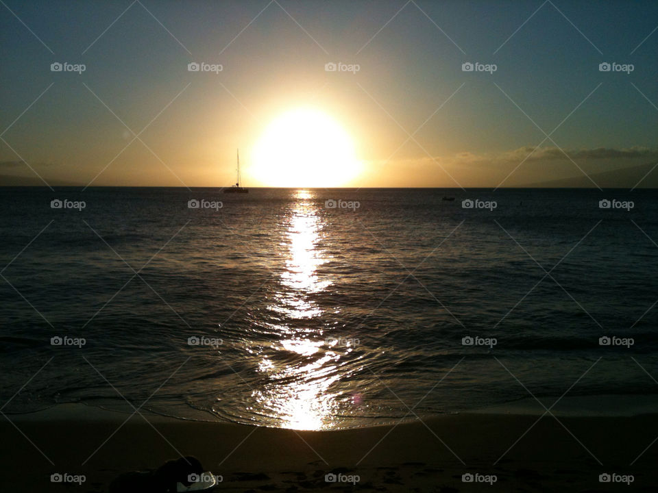 beach sunset seashore maui by halibody