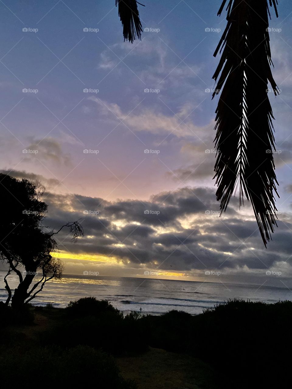 Beautiful sunset down at Sunset Cliffs Natural Park in San Diego California 