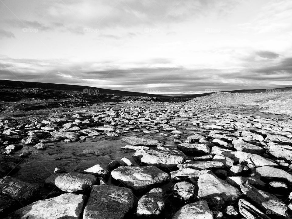 Arctic field of stones in Black and White 