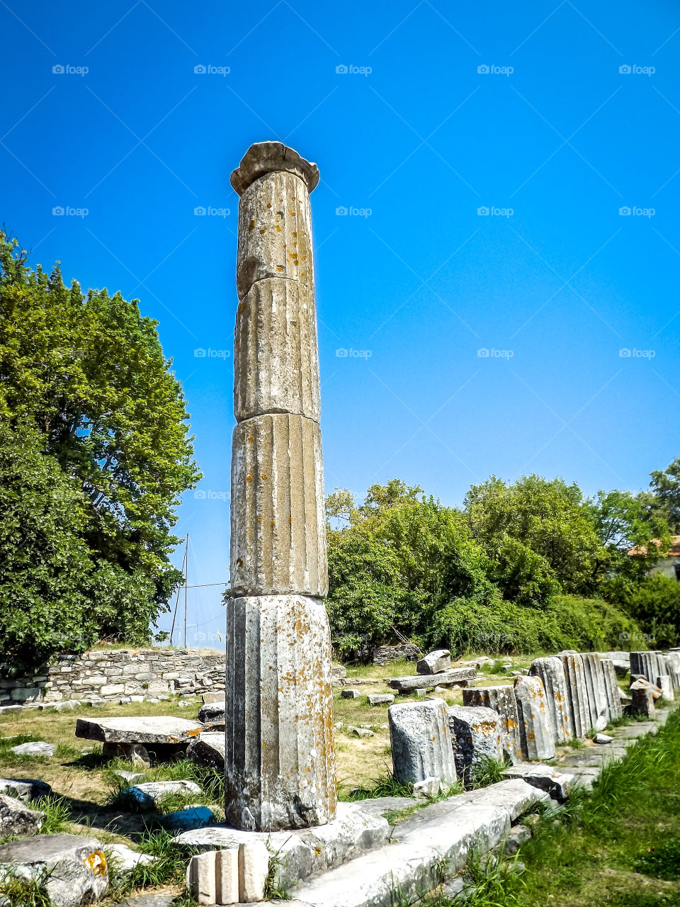 The ruins of the ancient Agora in Limenas, Thassos island ...