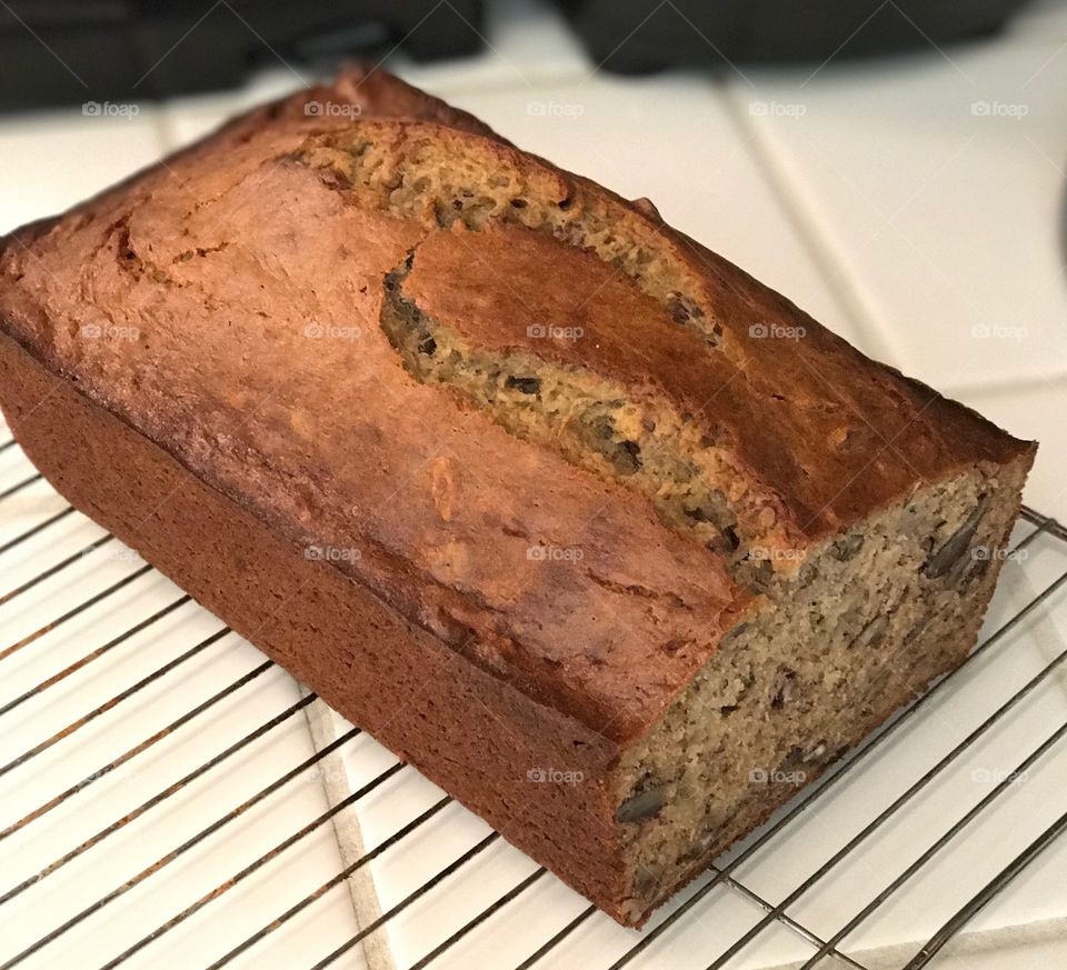 Banana nut bread fresh from the oven
